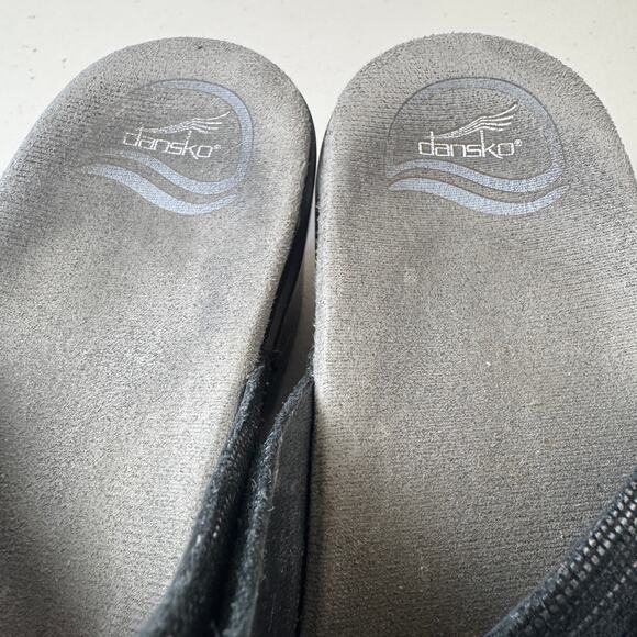 Sale $5 Dansko Sophie Black Metallic Slide Womens EU 42 Leather Sandals - Picture 10 of 11